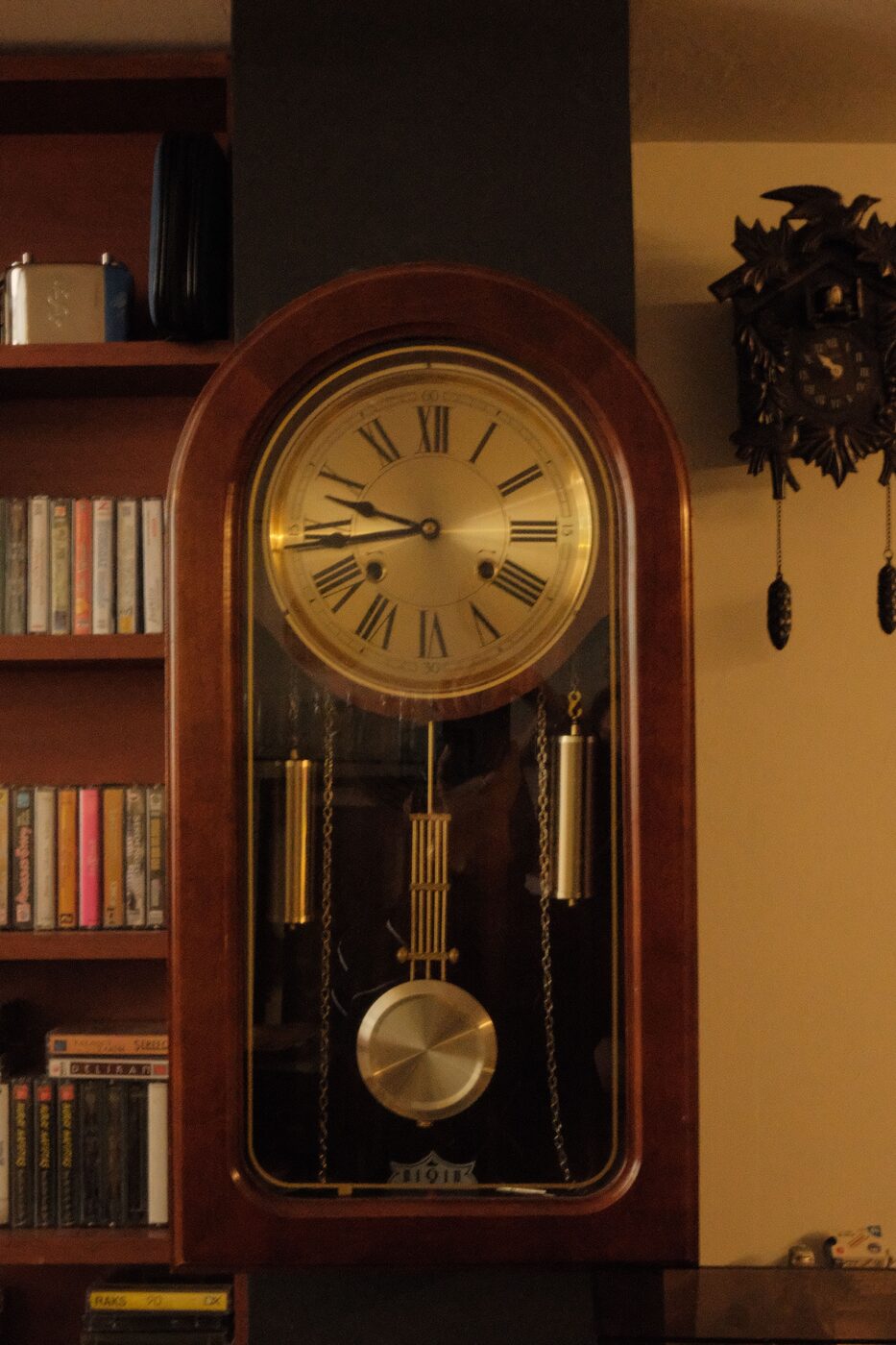 Wood-cased pendulum wall clock