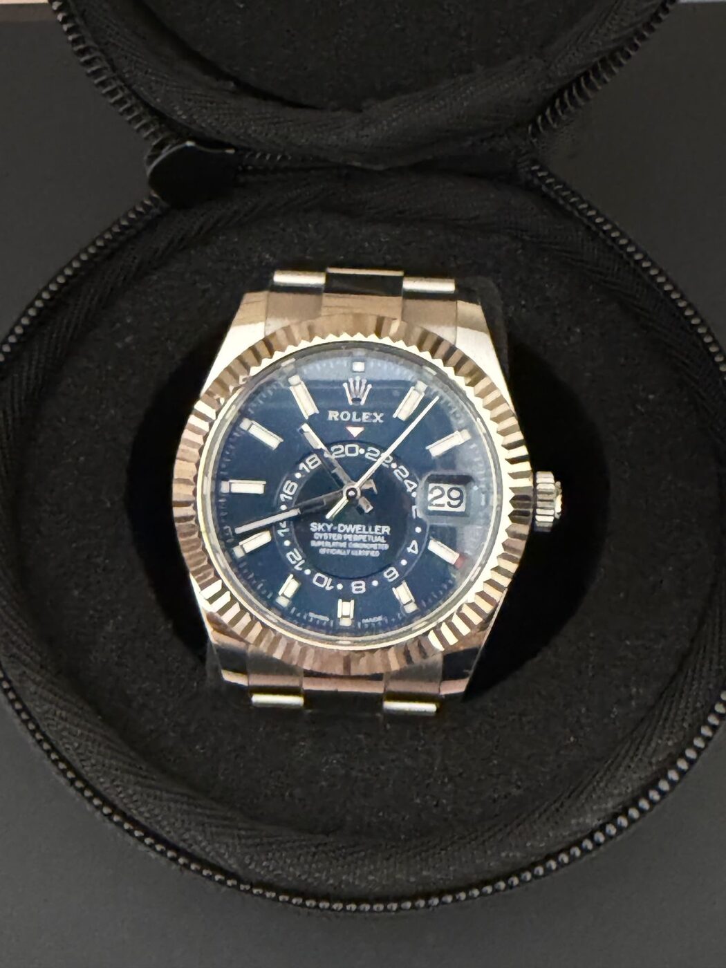 Rolex Sky-Dweller, blue dial, fluted bezel