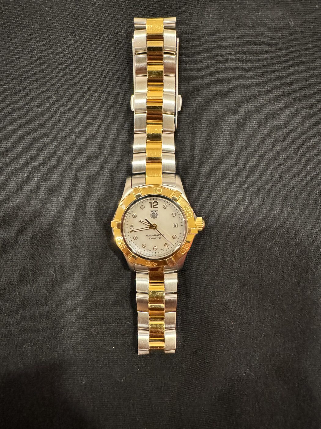 TAG Heuer Aquaracer 300M, two-tone, mother-of-pearl dial